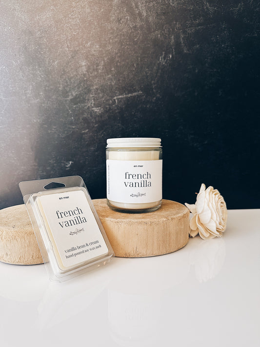 en mer | french vanilla | soy wax candle & melts