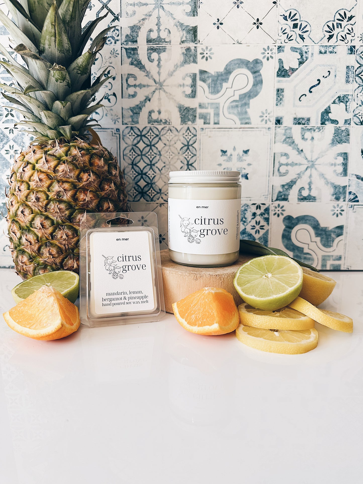 en mer | citrus grove | soy wax candle & melts