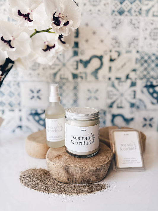 en mer | sea salt & orchid | soy wax candle & melts