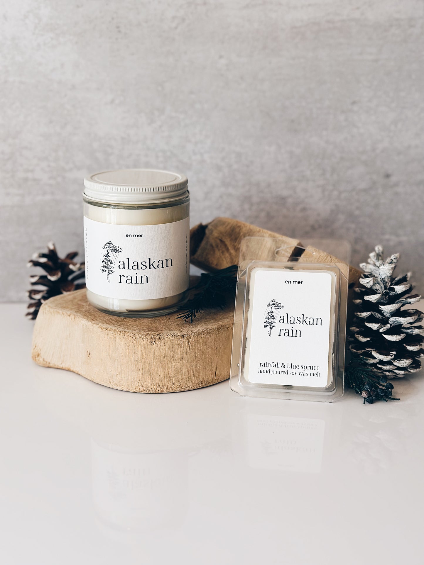 en mer | alaskan rain | soy wax candle & melts