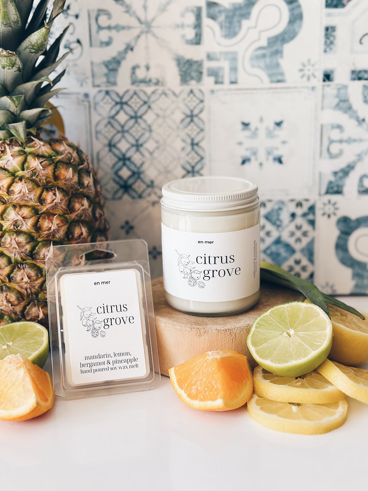 en mer | citrus grove | soy wax candle & melts