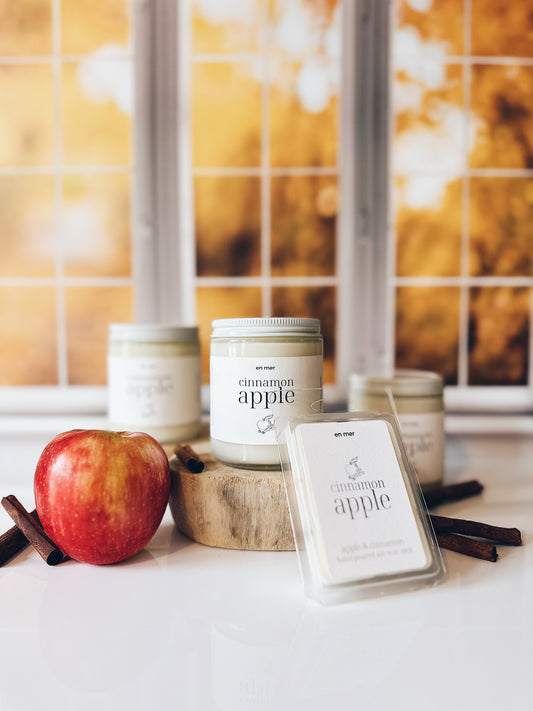 en mer | cinnamon apple | soy wax candle & melts