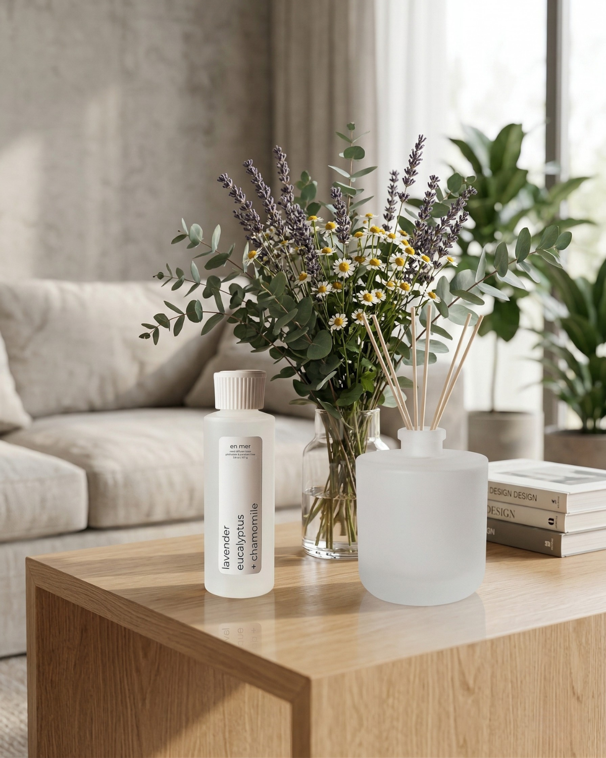 lavender, eucalyptus + chamomile | reed diffuser base by en mer