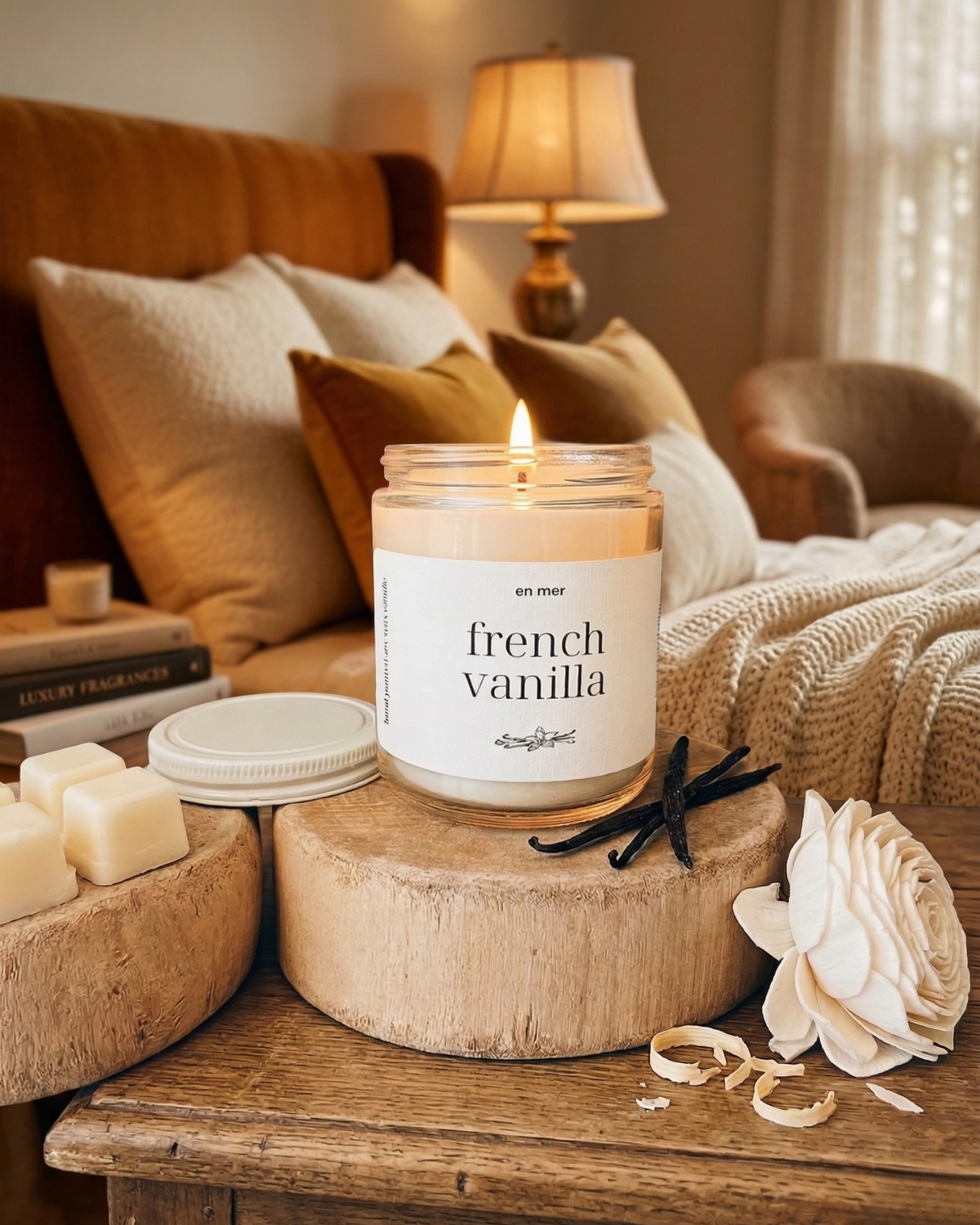 en mer | french vanilla | soy wax candle & melts