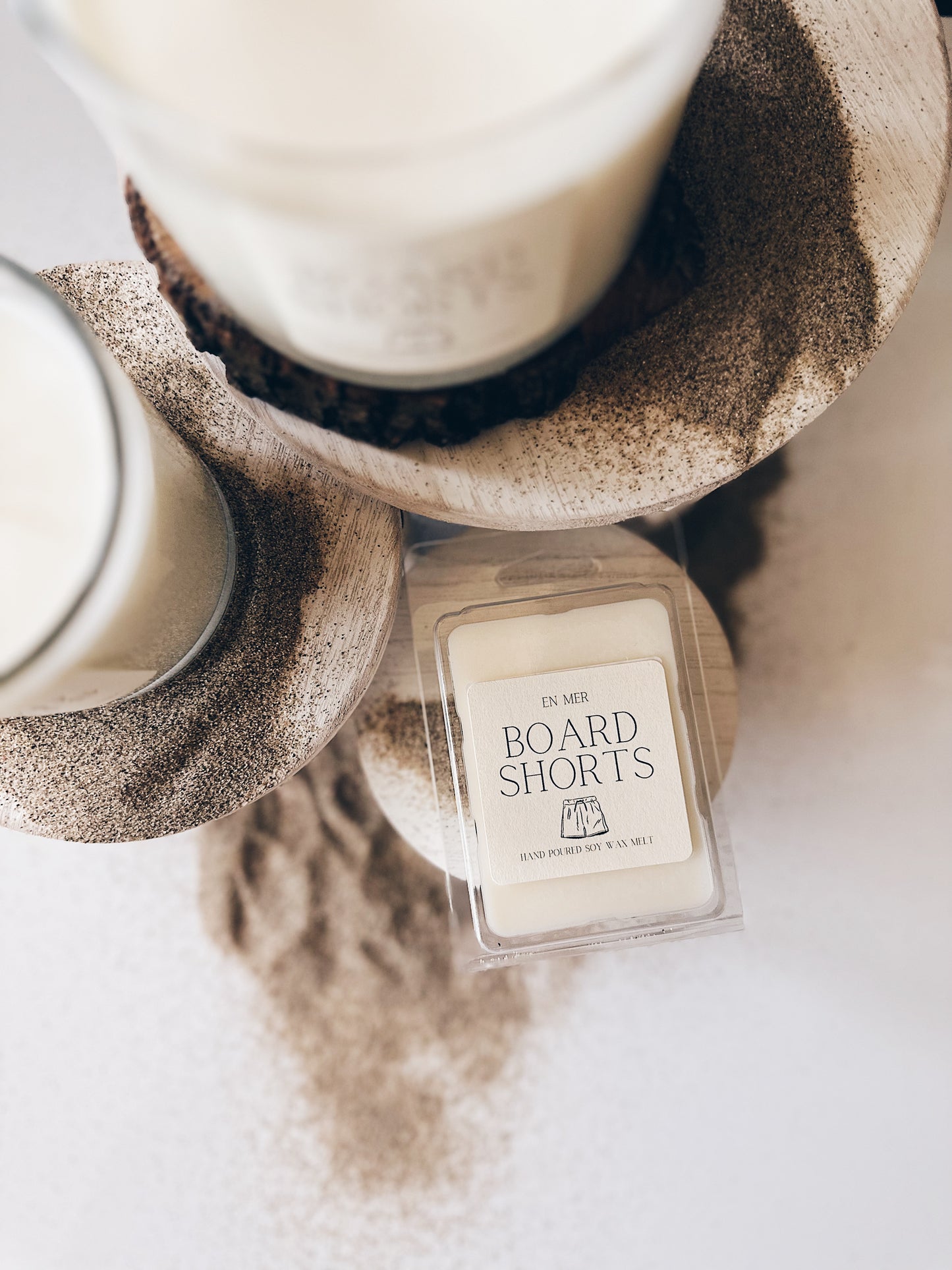 en mer | board shorts | soy wax candle & melts