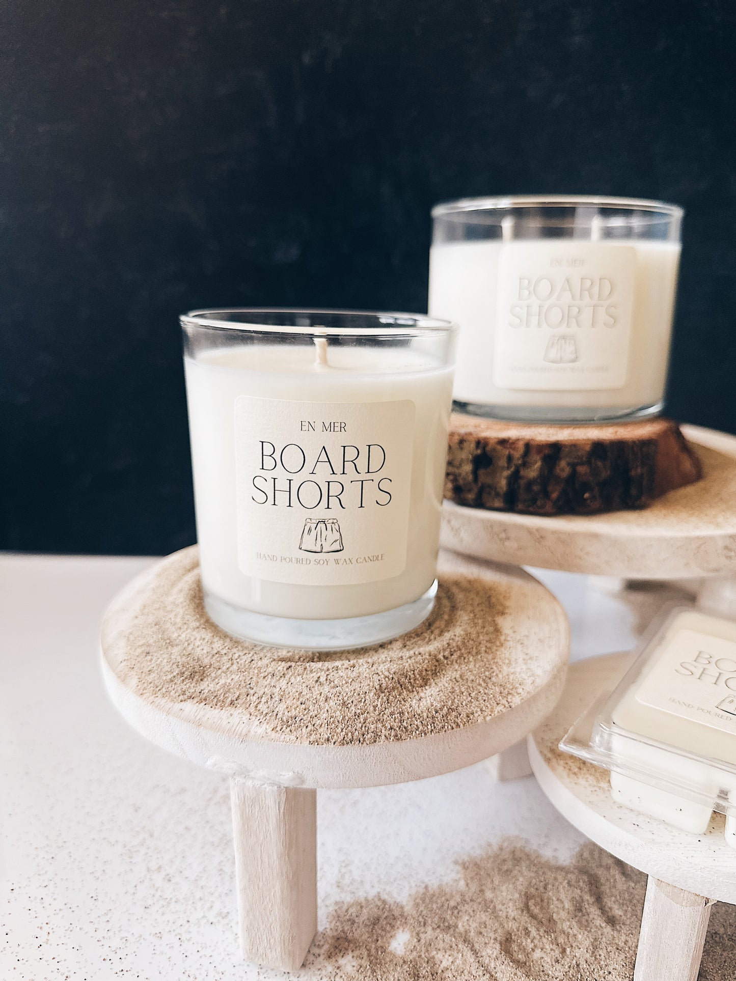 en mer | board shorts | soy wax candle & melts