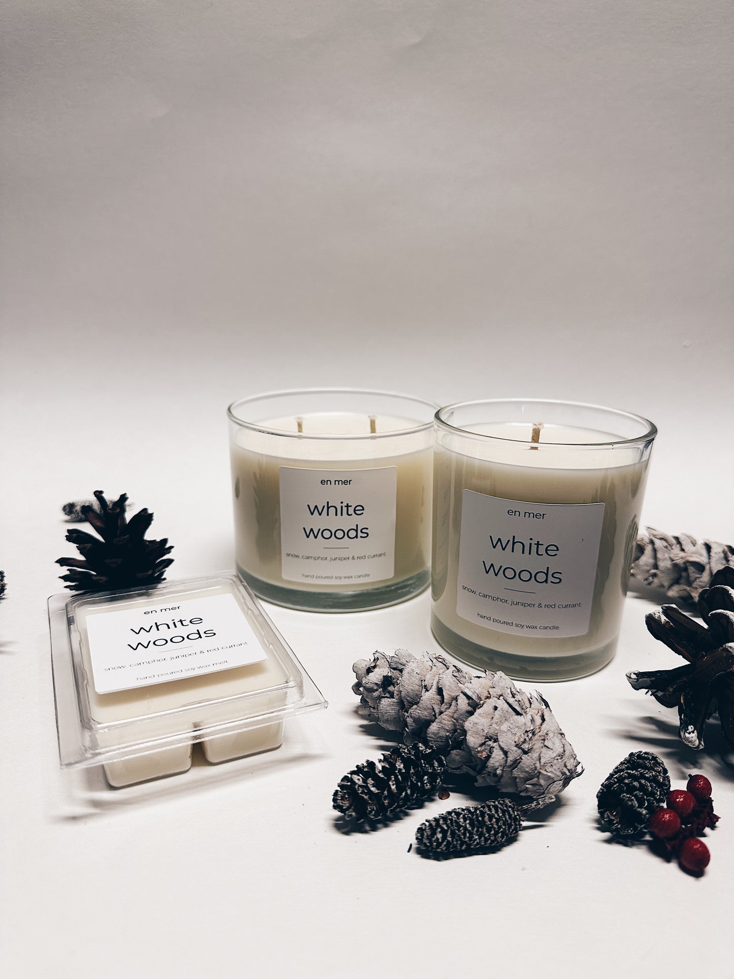 en mer | white woods | soy wax candle