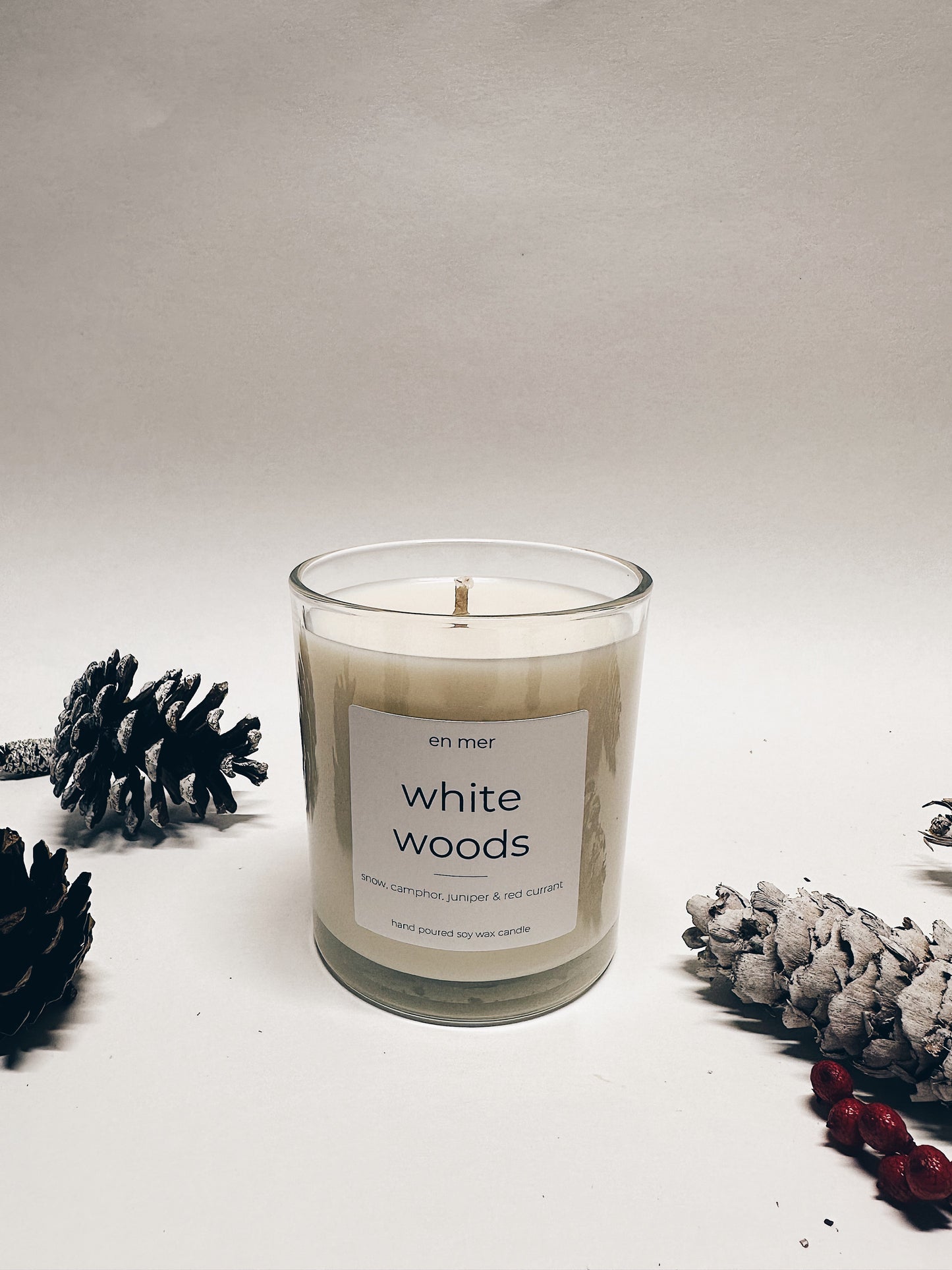 en mer | white woods | soy wax candle