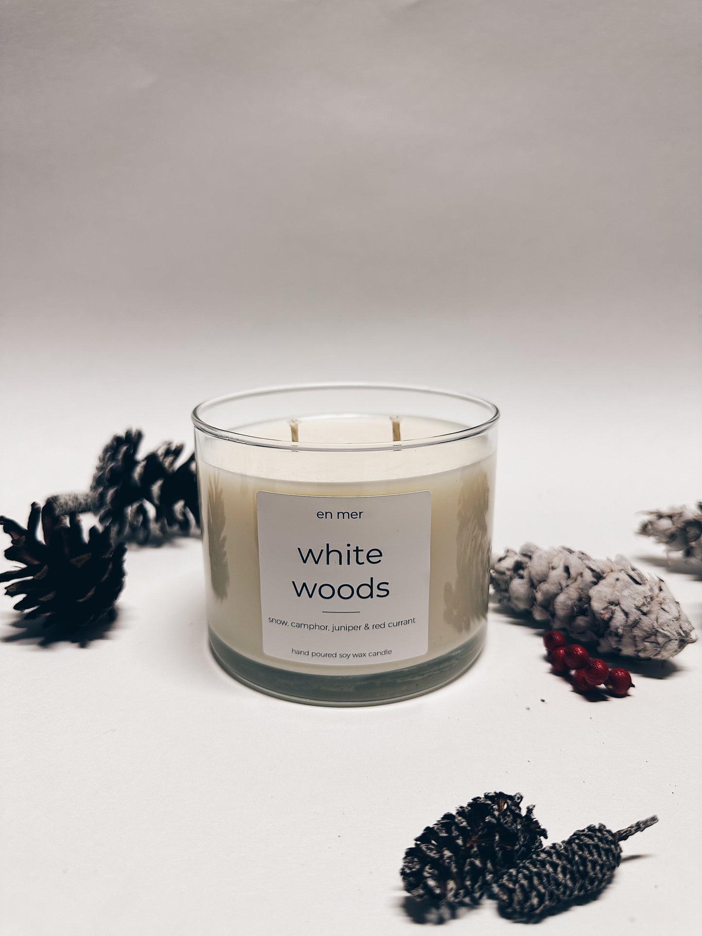 en mer | white woods | soy wax candle