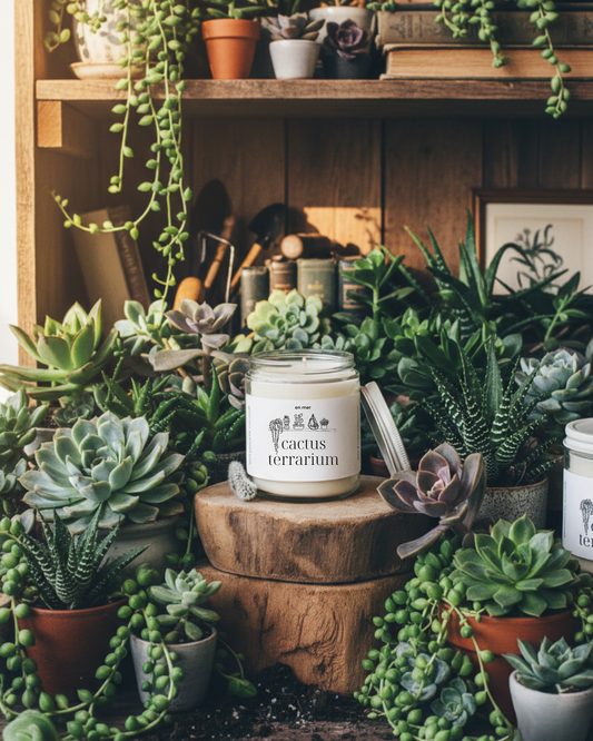 en mer | cactus terrarium | soy wax candle