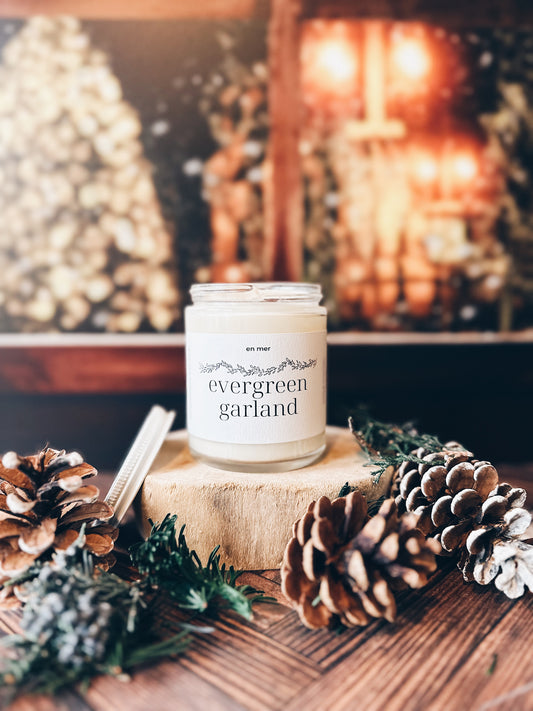 en mer | evergreen garland  | soy wax candle & melts