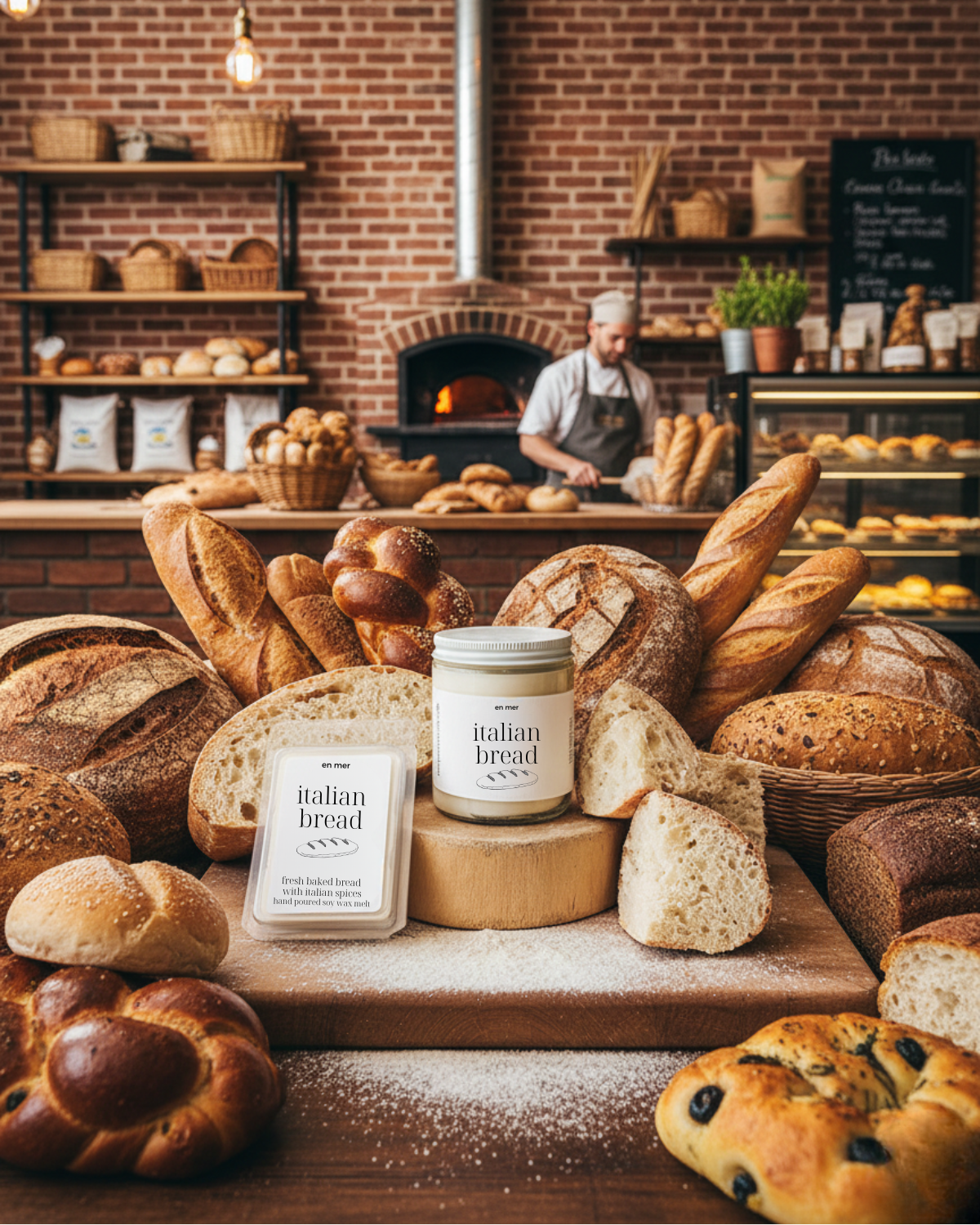 en mer | italian bread | soy wax candle & melts