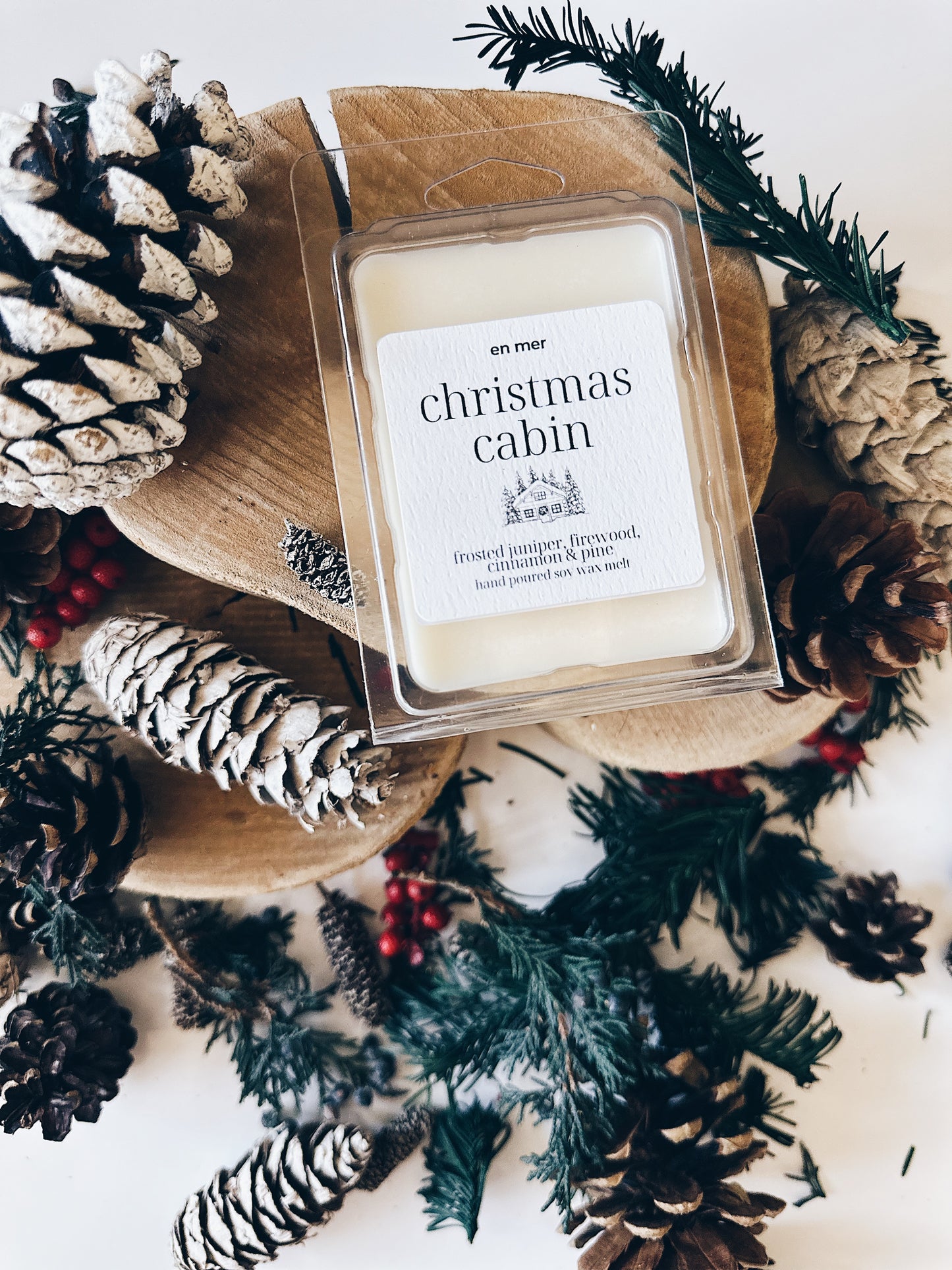 en mer | christmas cabin | soy wax candle & melts