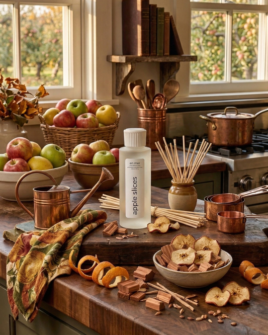 en mer | apple slices | reed diffuser base