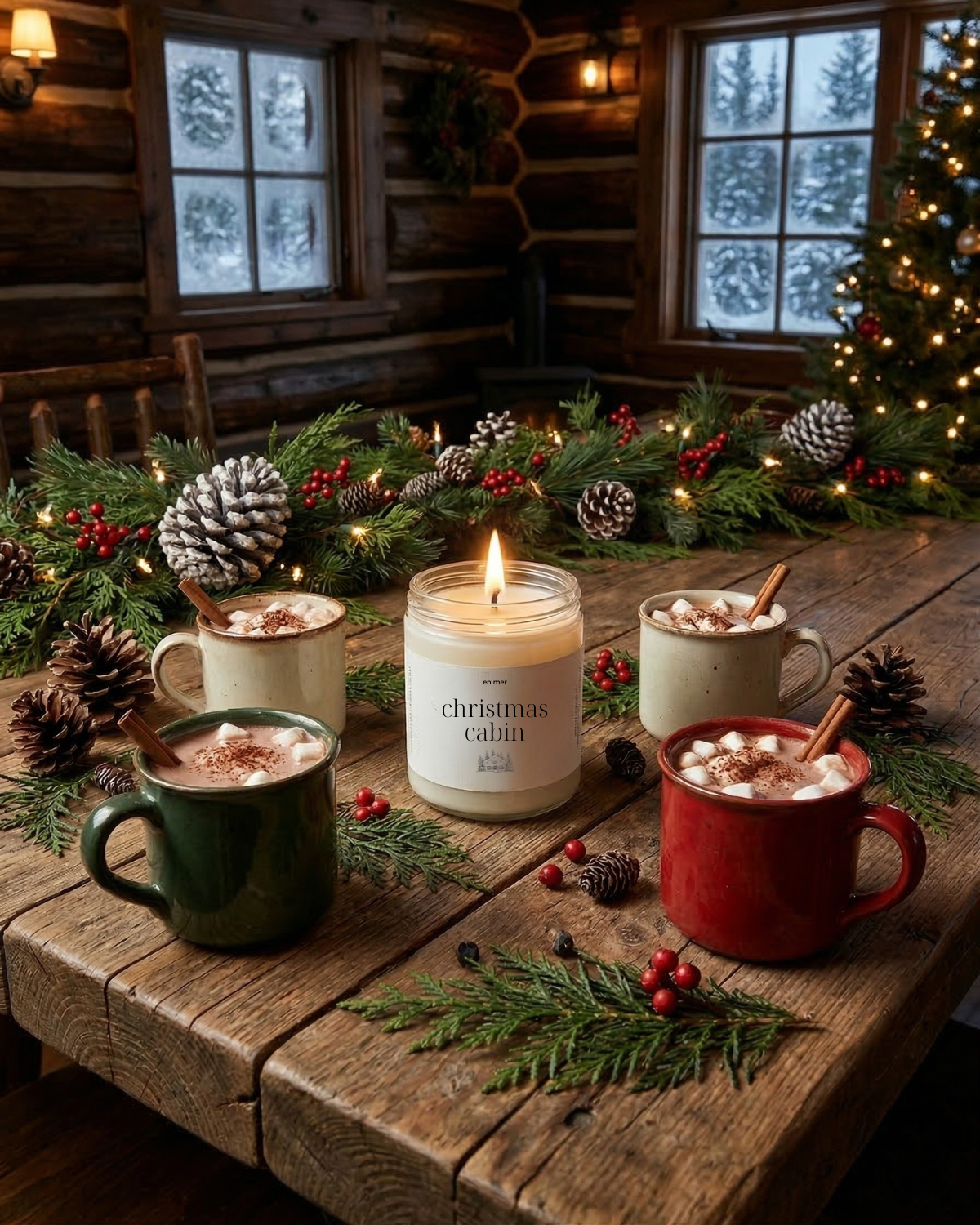 en mer | christmas cabin | soy wax candle & melts