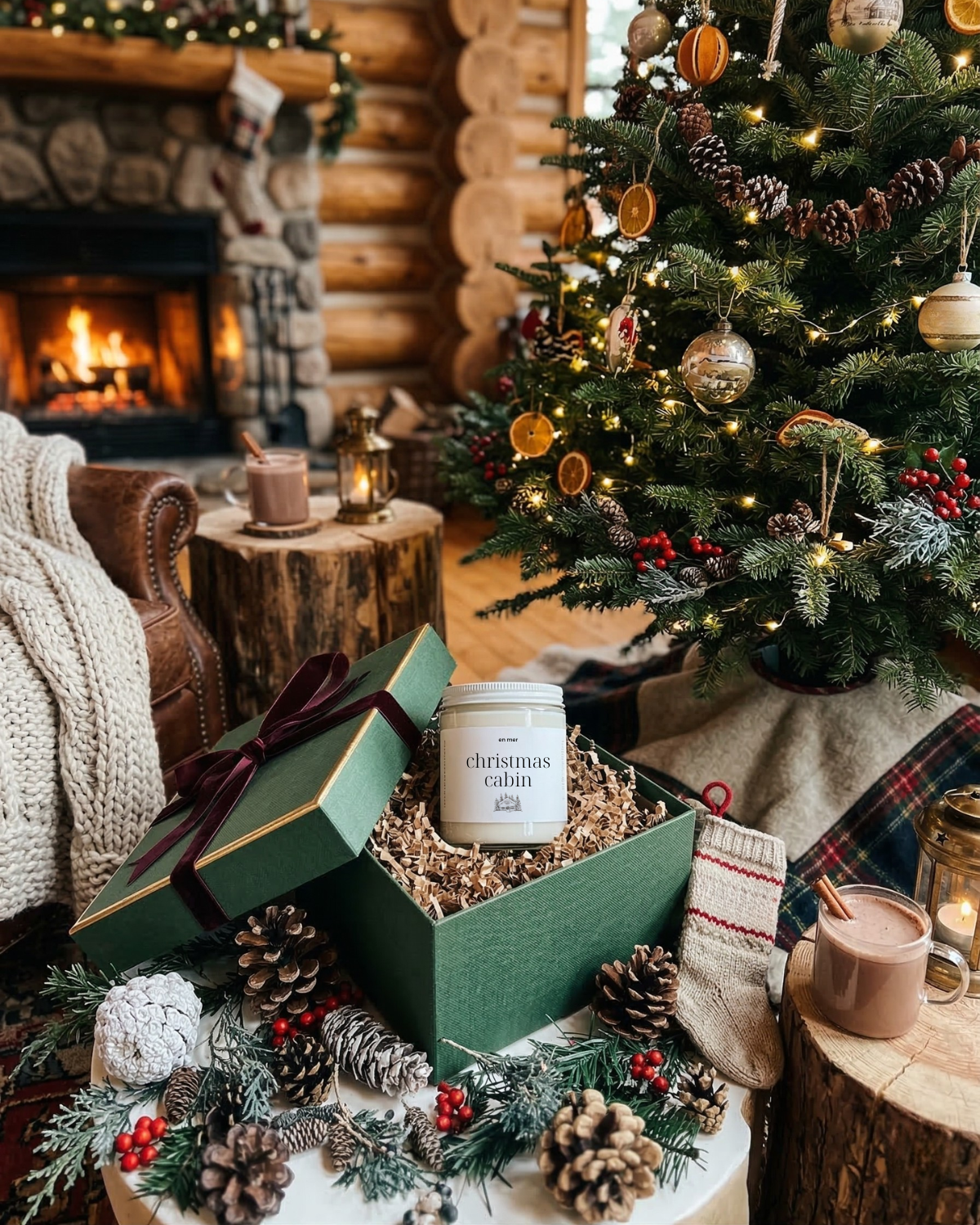 en mer | christmas cabin | soy wax candle & melts