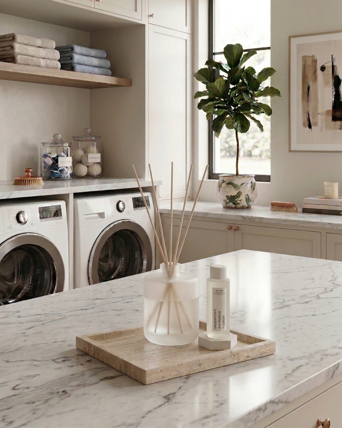 peppermint, eucalyptus + cotton | reed diffuser base by en mer