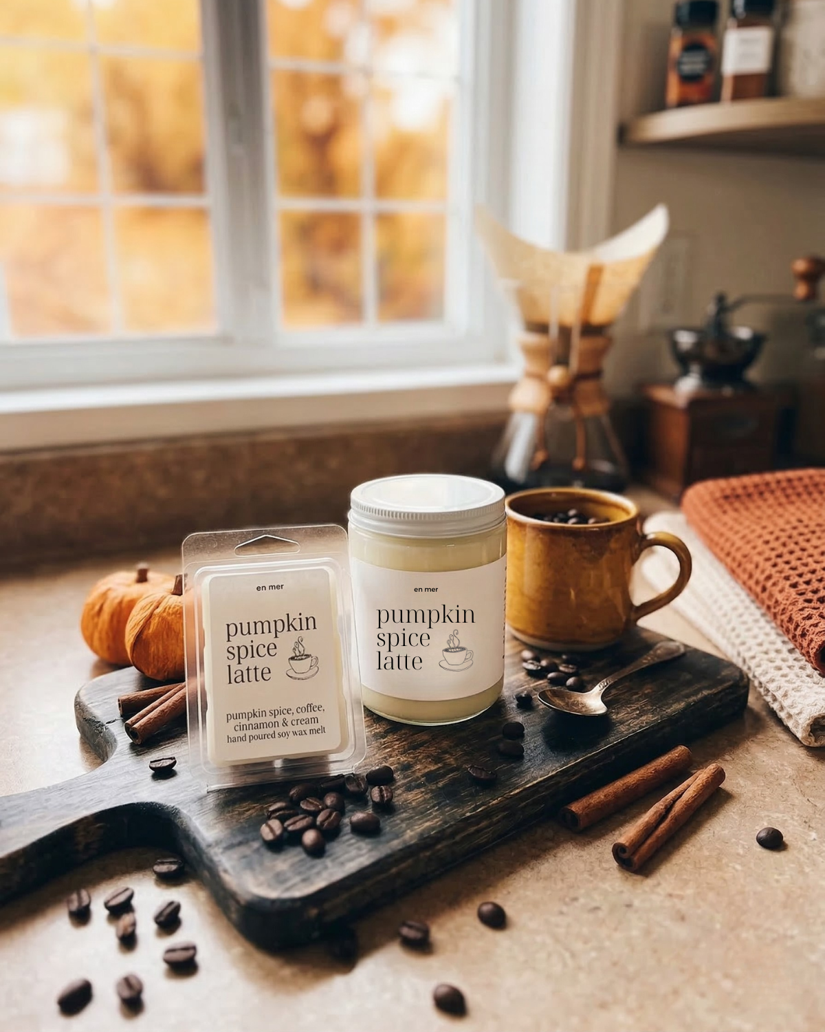 pumpkin spice latte | soy wax candle & melts by en mer