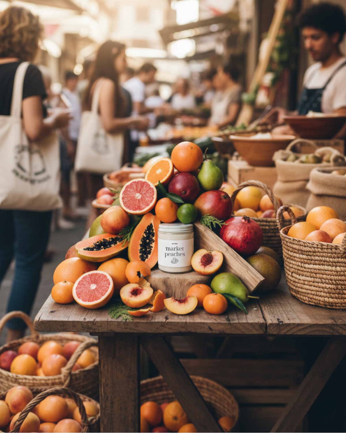 en mer | market peaches | soy wax candle & melts