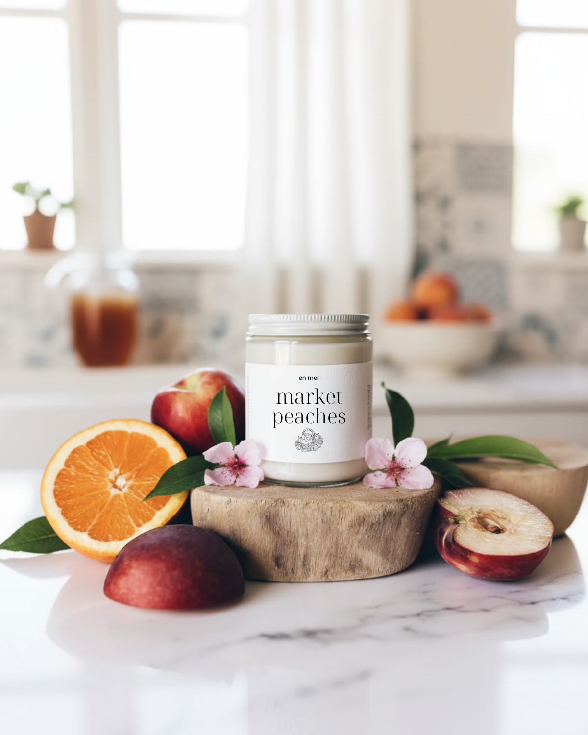 en mer | market peaches | soy wax candle & melts