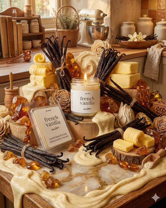 en mer | french vanilla | soy wax candle & melts