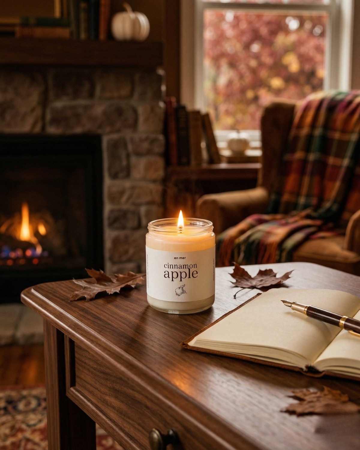 en mer | cinnamon apple | soy wax candle & melts