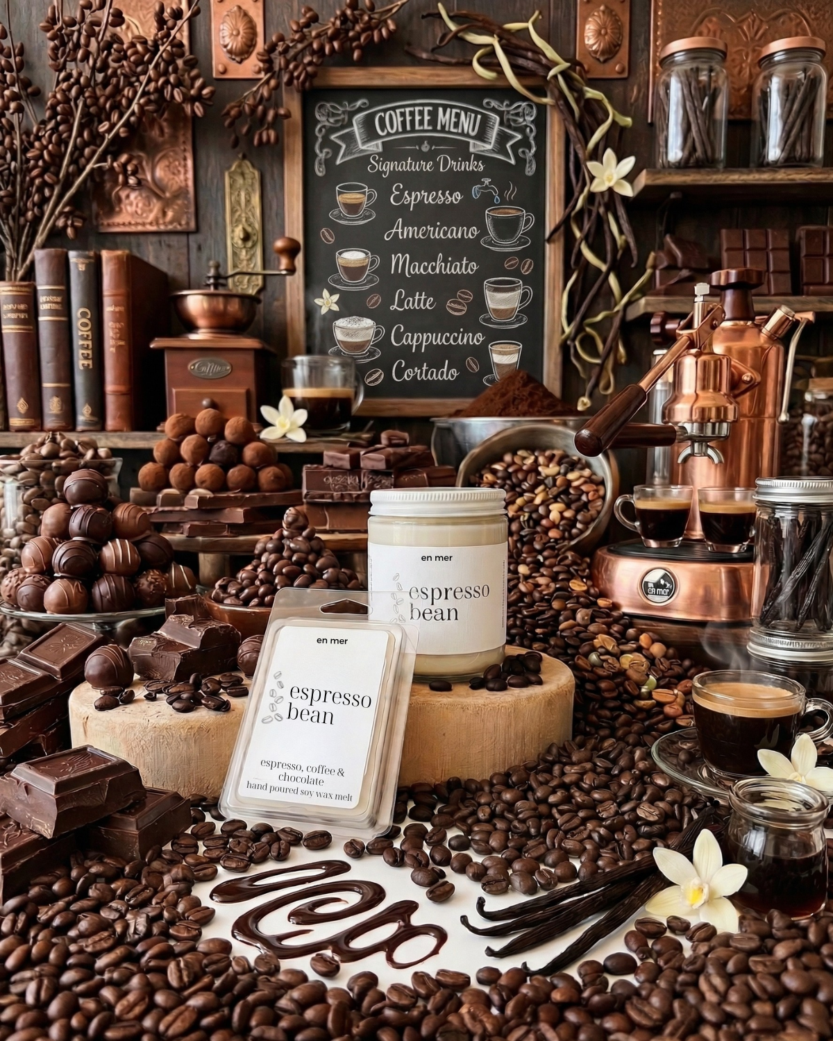 espresso bean | soy wax candle & melts by en mer