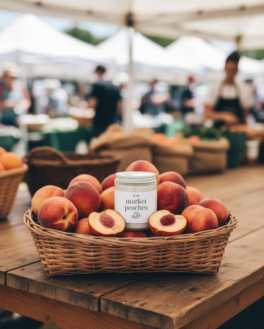 en mer | market peaches | soy wax candle & melts