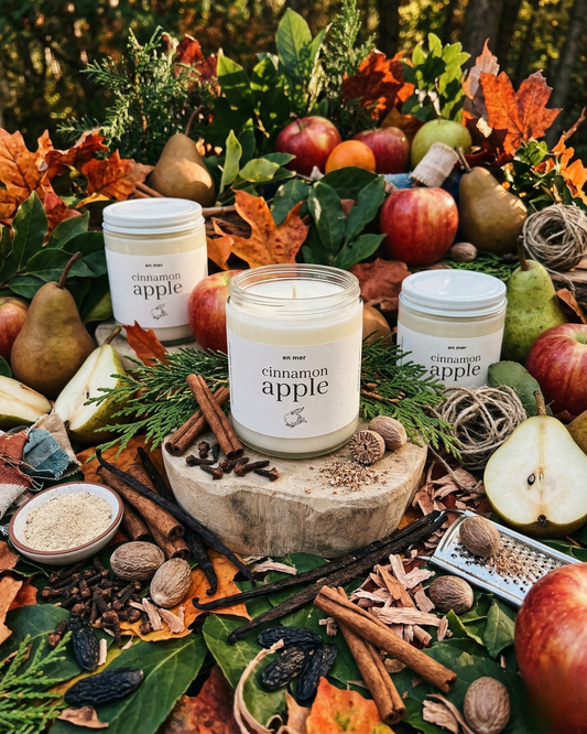 en mer | cinnamon apple | soy wax candle & melts