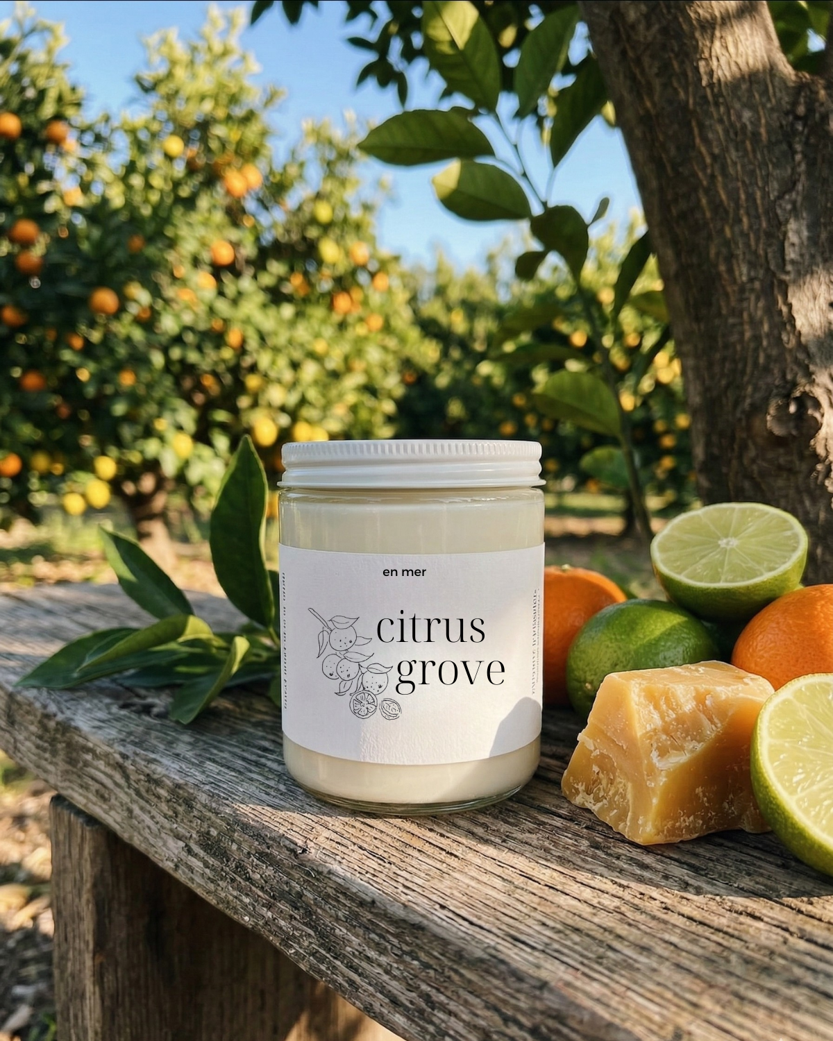 en mer | citrus grove | soy wax candle & melts