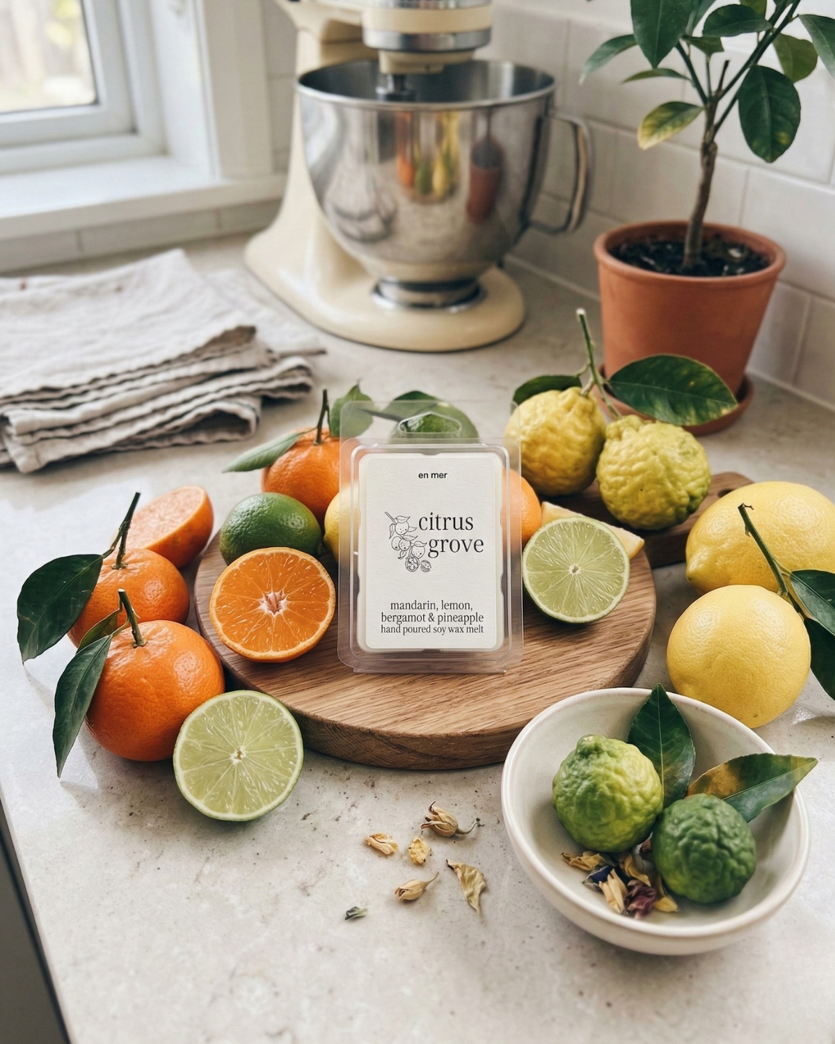 en mer | citrus grove | soy wax candle & melts