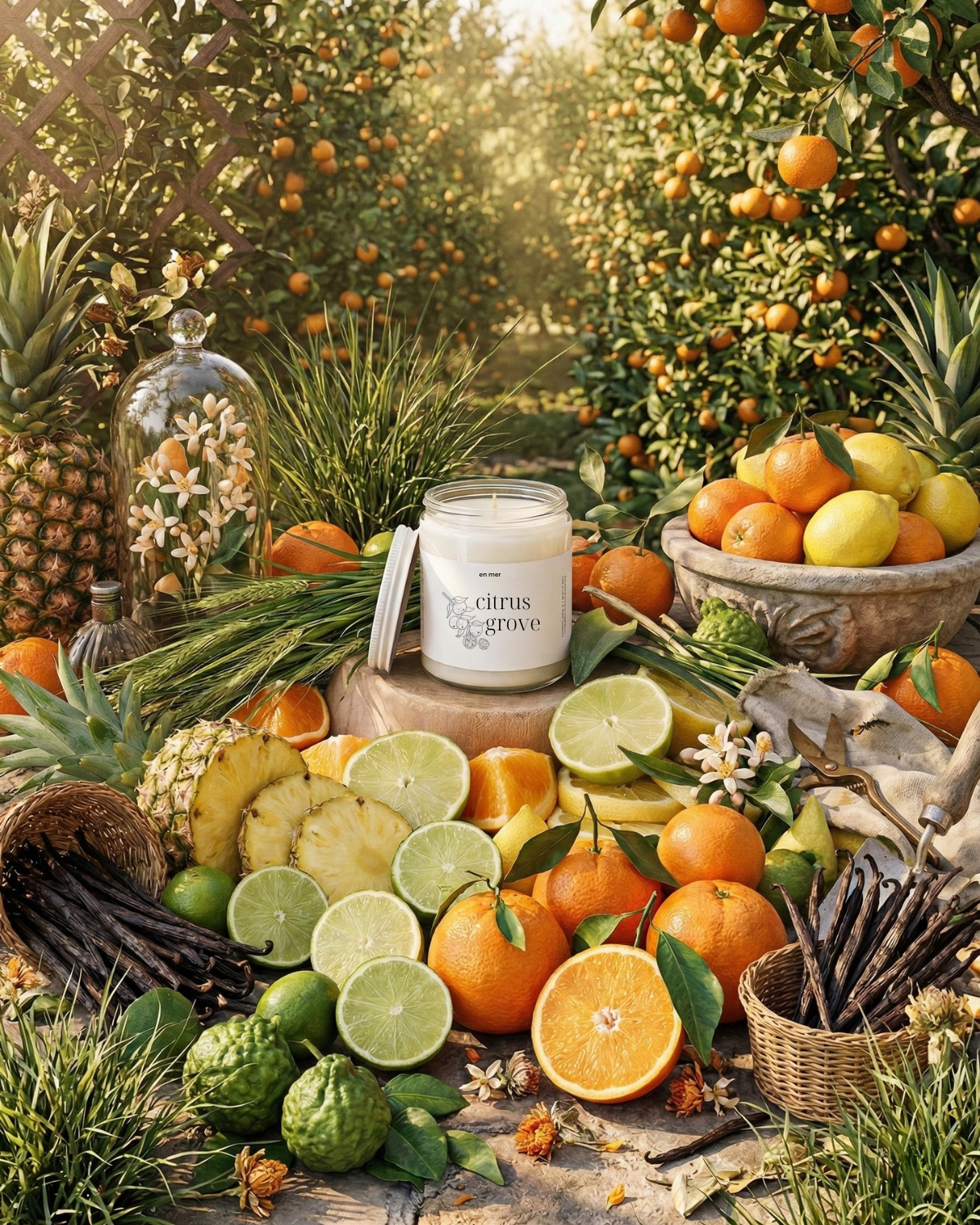 en mer | citrus grove | soy wax candle & melts