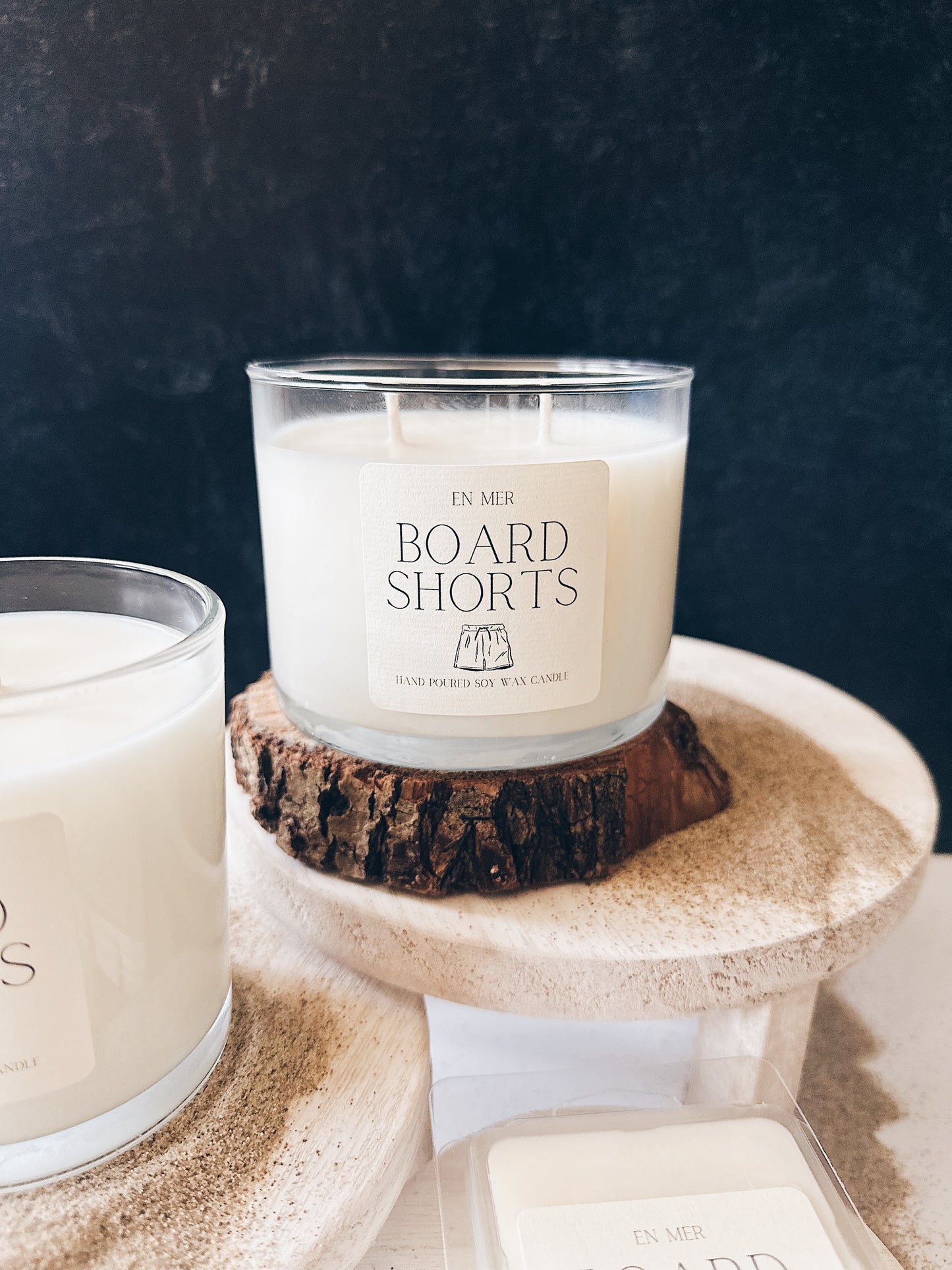 en mer | board shorts | soy wax candle & melts