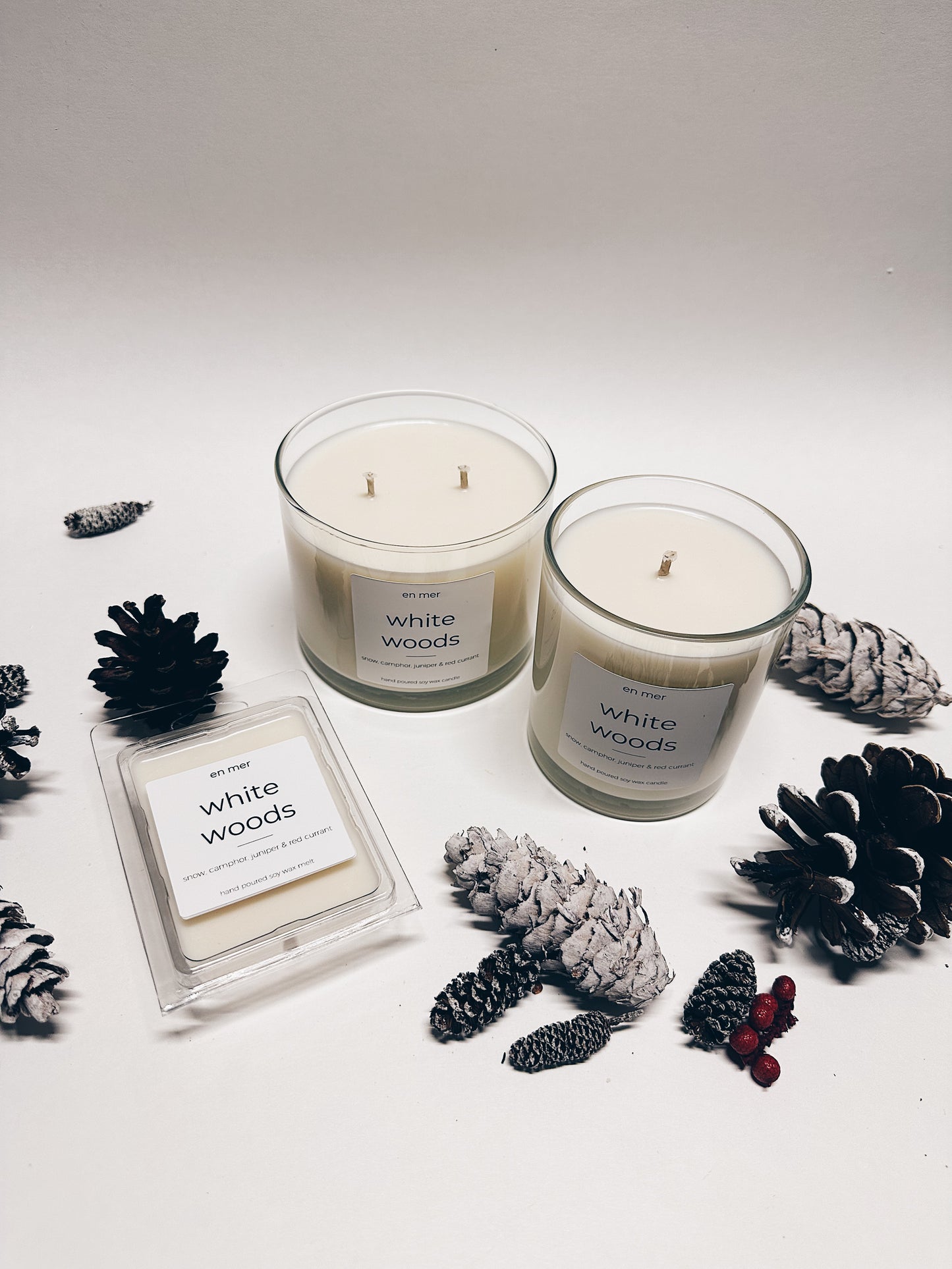 en mer | white woods | soy wax candle