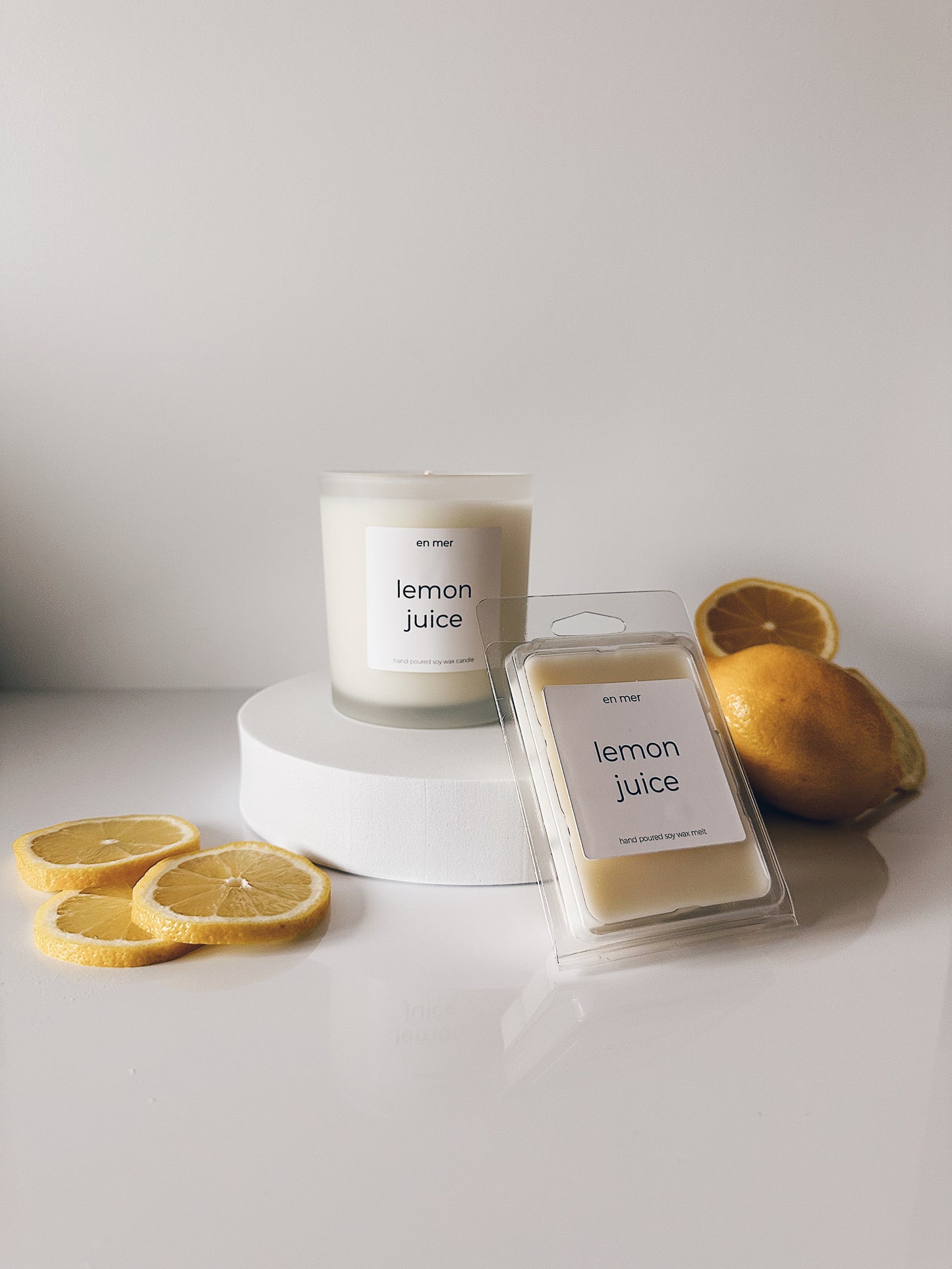 en mer | lemon juice | soy wax candle & wax melts