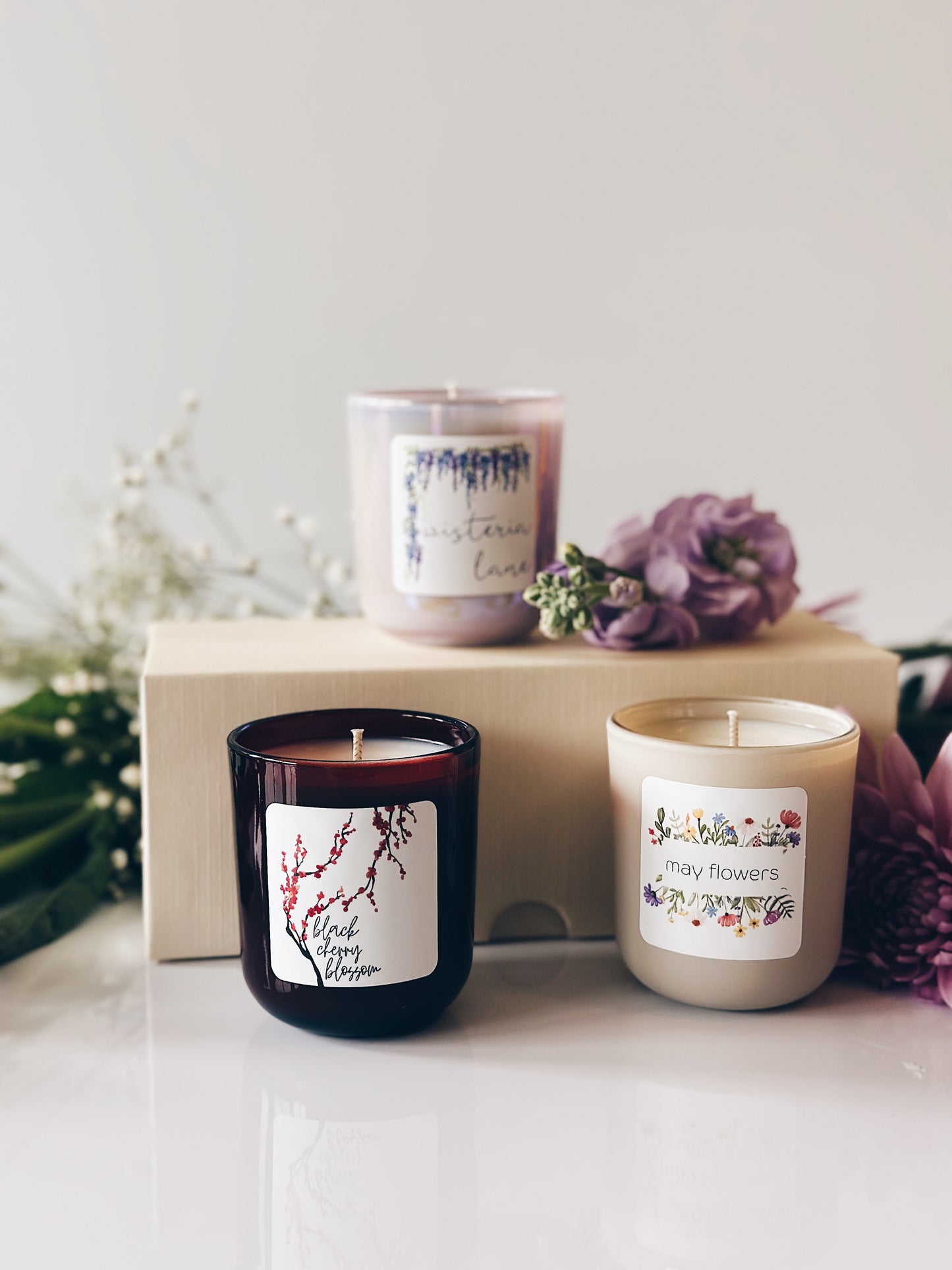 en mer | bouquet of candles | soy wax candle gift set