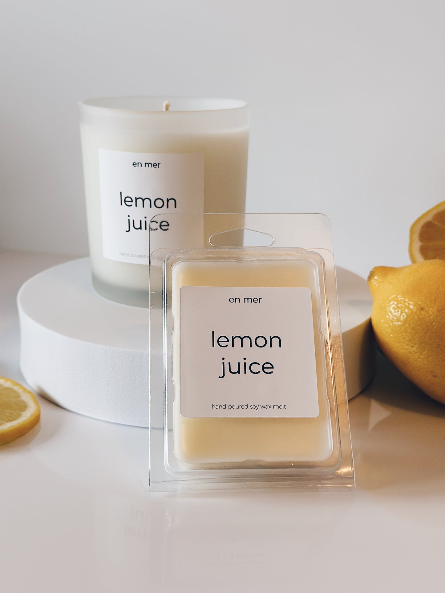 en mer | lemon juice | soy wax candle & wax melts