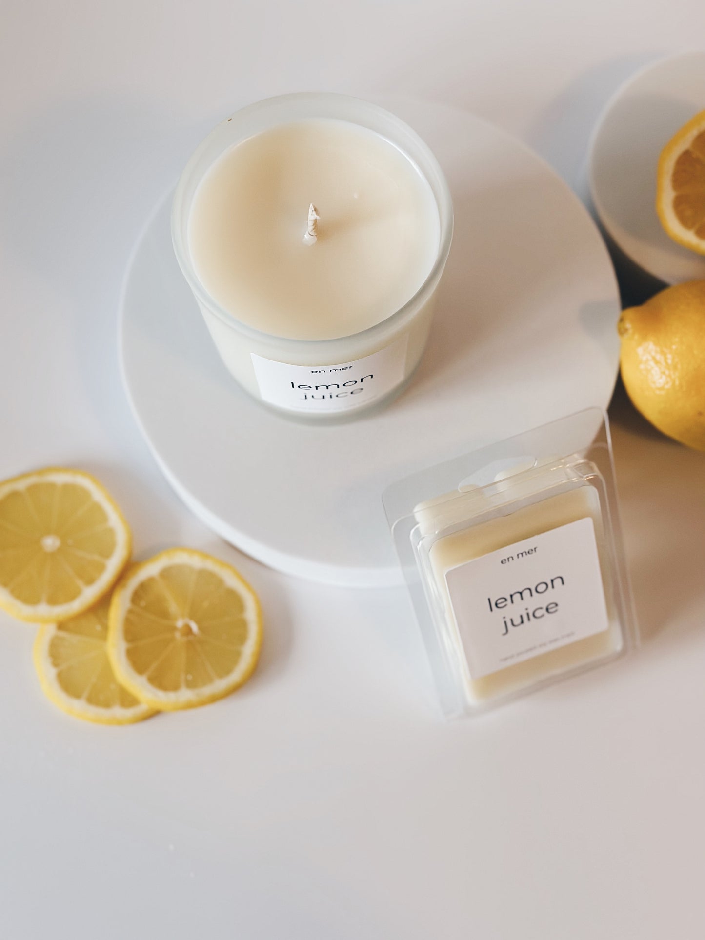 en mer | lemon juice | soy wax candle & wax melts